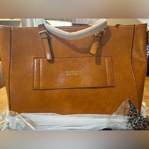 Badgley Mischka Brown Leather Tote